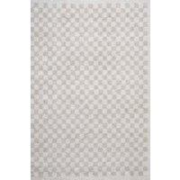 THE RUGS Moodi Chequered Shaggy Soft High Pile Living Room Rug & Runner in Light Beige | Size: 160 cm x 230 cm
