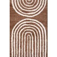 THE RUGS Moodi Rainbow Design Shaggy Soft High Pile Living Room Rug Runner in Terracotta | Size: 200 cm x 290 cm