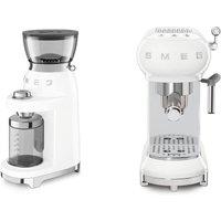 Smeg Coffee Grinder in White & Espresso Coffee Machine