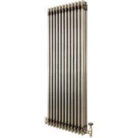 Monstershop Traditional 3 Column Radiator & Valves - 1500mm x 560mm - Raw Metal in Silver
