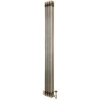 Monstershop Traditional 3 Column Radiator & Valves - 1800mm x 200mm - Raw Metal in Silver