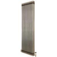 Monstershop Traditional 3 Column Radiator & Valves - 1800 x 560mm - Raw Metal in Silver