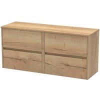 Balterley Chartley 4 Drawer Wall Hung Vanity Unit, Autumn Oak, 1200mm in Brown