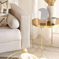 Wyld and Coco Side Table - 40 cm Golden-Brown Tempered Glass Top Gold Legs