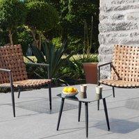 Wyld and Coco 2-Seater Bistro Set Brown PE Rattan with Black Steel Frame