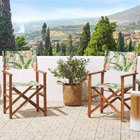 Wyld and Coco Garden Classics Folding Director's Chairs Set 2 Acacia Wood Dark in Green
