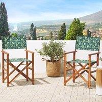 Wyld and Coco Heritage Garden Director's Chairs Set of 2 - Acacia Wood Folding Green