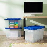 Wham Crystal 60L Clear Box & Stronger Lid PK5 in Blue