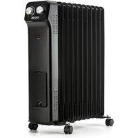 Air Pro Oil-Filled Electric Radiator 2500W, Adjustable Thermostat, 3 Settings in Black