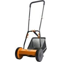 Lazy Tools Push Lawn Mower 300mm, 4 Heights 16-40mm, 18L Box, 6kg Lightweight in Orange