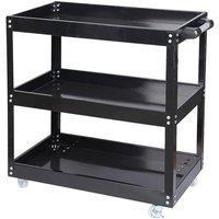 Hygrad Built to Survive 3 Tier Garage Trolley Workshop Tool Storage Wheel Cart Shelf in Black