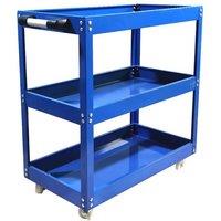 Hygrad Built to Survive 3 Tier Garage Trolley Workshop Tool Storage Wheel Cart Shelf in Blue