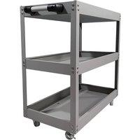 Hygrad Built to Survive 3 Tier Garage Trolley Workshop Tool Storage Wheel Cart Shelf in Grey