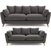 SOFASELECTION UK Harlow Jumbo Cord 3+2 Seater Sofa Set, Modern Tailored Design in Grey | Size: 5 Pack