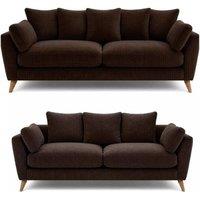 SOFASELECTION UK Harlow Jumbo Cord 3+2 Seater Sofa Set, Modern Tailored Design in Brown | Size: 5 Pack