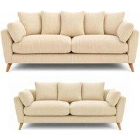 SOFASELECTION UK Harlow Jumbo Cord 3+2 Seater Sofa Set, Modern Tailored Design in Cream | Size: 5 Pack