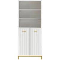 Hygrad Built to Survive Bathroom Tall Storage Cabinet Cupboard with 2 Laundry Baskets in White