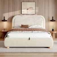 BTM 4FT6 Double Ottoman Storage Bed, Boucle Beige Lift Up