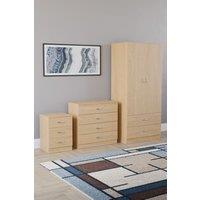 Home Discount Vida Designs Riano 3Pc Bedroom Set - 3 Drawer Bedside & 4 Drawer Chest in Brown