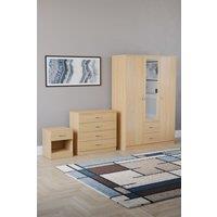 Home Discount Vida Designs 3Pc Bedroom Set 1Bedside, 4 Drawer Chest, Mirror Wardrobe in Brown