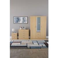 Home Discount Vida Designs 3Pc Bedroom Set 2Bedside, 4 Drawer Chest, Mirror Wardrobe in Brown