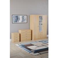 Home Discount Vida Designs 3Pc Bedroom Set 3Bedside, 4 Drawer Chest, Mirror Wardrobe in Brown