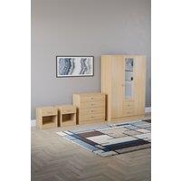 Home Discount Vida Designs 4Pc Bedroom Set 2xBedside, 4Drawer Chest, Mirror Wardrobe in Brown
