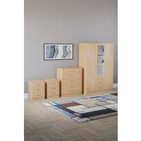 Home Discount Vida Designs 4Pc Bedroom Set 2x3Bedside, 5 Drawer, 3Dr Mirror Wardrobe in Brown
