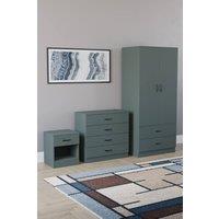 Home Discount Vida Designs Riano 3 Piece Bedroom Set with 4 Drawer Chest & Wardrobe in Green