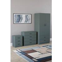 Home Discount Vida Designs Riano 3Pc Bedroom Set - 3 Drawer Bedside & 4 Drawer Chest in Green