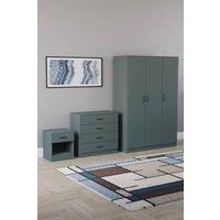 Home Discount Vida Designs Riano 3Pc Bedroom Set - 4 Drawer Chest, 3 Door Wardrobe in Green
