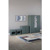 Home Discount Vida Designs 4Pc Bedroom Set 2xBedside, 4Drawer Chest, Mirror Wardrobe in Green