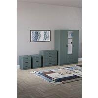 Home Discount Vida Designs 4Pc Bedroom Set 2x3Bedside, 4 Drawer, 3Dr Mirror Wardrobe in Green