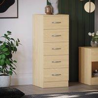 HD Designs Riano 5 Drawer Narrow Chest Storage in Light Brown