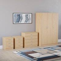 HD Designs 4Pc Bedroom Set 2x3Drawer Bedside, 4Drawer, 3 Dr Wardrobe in Brown