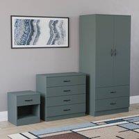 HD Designs Riano 3 Piece Bedroom Set with 4 Drawer Chest & Wardrobe in Green