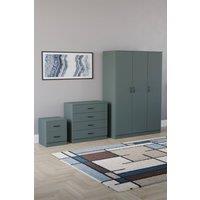 Home Discount Vida Designs Riano 3Pc Bedroom Set - 2 Drawer Bedside, 3 Door Wardrobe in Green