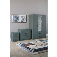 Home Discount Vida Designs 3Pc Bedroom Set 3Bedside, 4 Drawer Chest, Mirror Wardrobe in Green