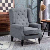 HOMCOM Accent Armchair Home Furniture Retro Tufted Club Fabric Grey