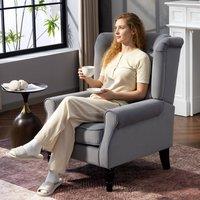 HOMCOM Accent Armchair Home Furniture Retro Tufted Club Fabric Light Grey | Size: 1 Seater