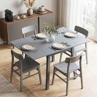 HOMCOM Folding Dining Table for Small Space Wood Drop Leaf Table in Grey