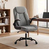 HOMCOM Linen-Look Computer Desk Chair with Thick Cushion in Grey