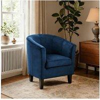 Home Source Velvet Fabric Tub Chair Sofa Armchair Living Room Modern Office in Dark Blue