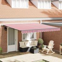 Berkfield Home Manual Retractable Awning Red & White Stripe 400x350 cm