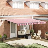 Berkfield Home Manual Retractable Awning with LED Red & White Stripe 450x300 cm