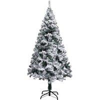 Berkfield Home Artificial Christmas Tree with Flocked Snow Green 150 cm PVC