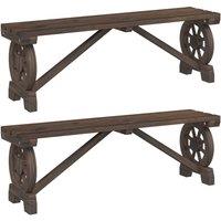 Berkfield Home Garden Benches 2 pcs Solid Wood Fir in Brown