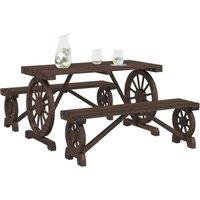 Berkfield Home Beautiful 3 Piece Garden Dining Set Solid Wood Fir in Brown
