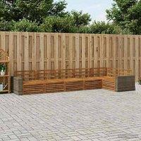 Berkfield Home Outdoor Sofa Set 6 pcs Natural 402 x 172.5 x 73 cm in Brown