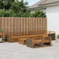 Berkfield Home Outdoor Sofa Set 9 pcs in Brown